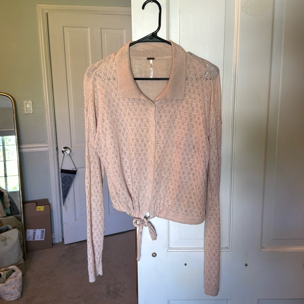 Free People Tan/Gold light sweater